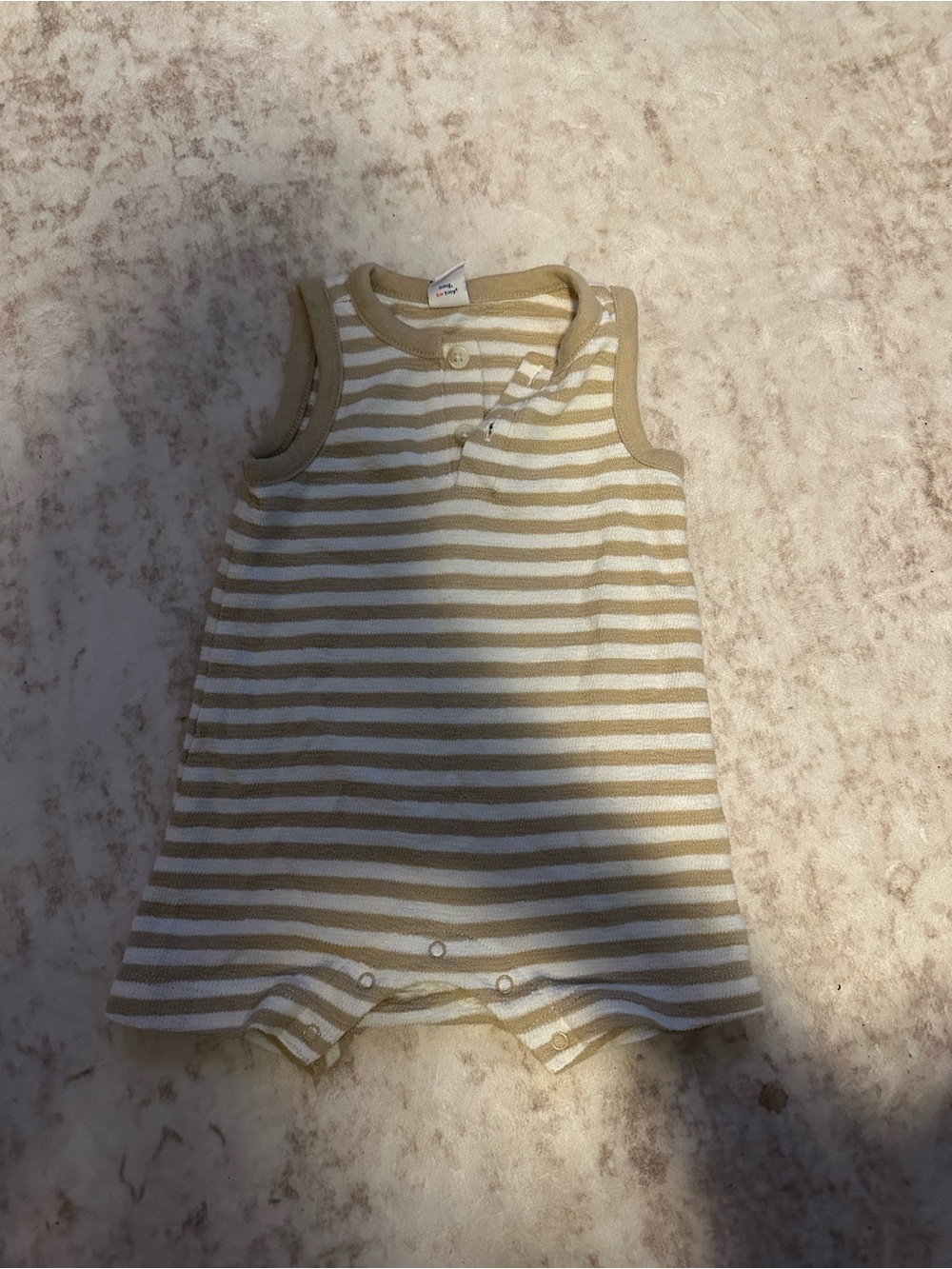 Old Navy Beige and White Striped Sleeveless Romper- size 3-6 month